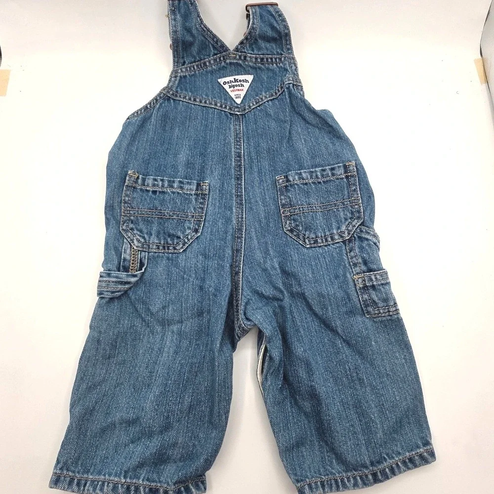 OshKosh B'gosh Vintage Y2K Denim Overalls Medium Wash 6 Months Vestbak Bibs